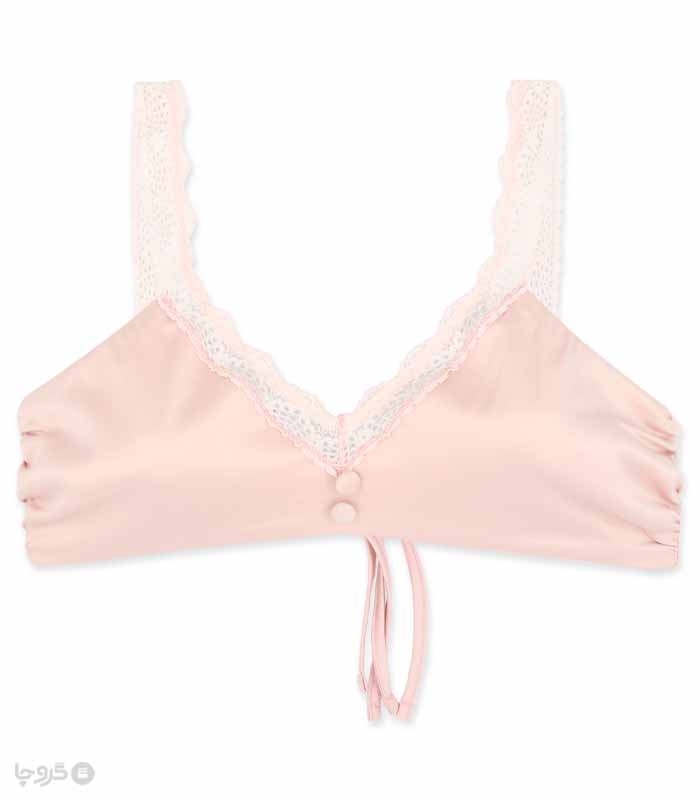 ست شورتک و نیم تنه بندی ساتن و دانتل Neev نیو کد Swan صورتی Pink