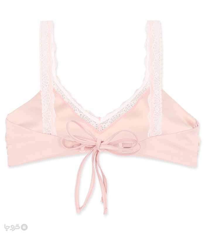 ست شورتک و نیم تنه بندی ساتن و دانتل Neev نیو کد Swan صورتی Pink