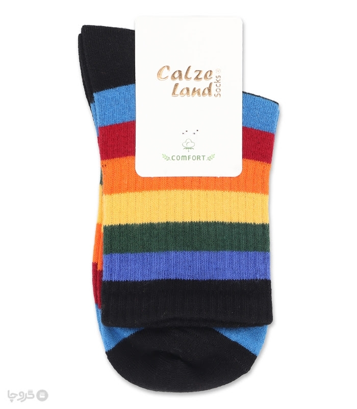 جوراب نیم ساق کش انگلیسی Calze Land کالزی لند طرح رینگی رنگی