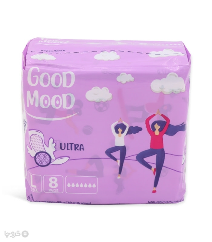 نوار بهداشتی بالدار خیلی نازک مشبک گود مود Good Mood مدل Ultra بزرگ - بسته 8 عددی