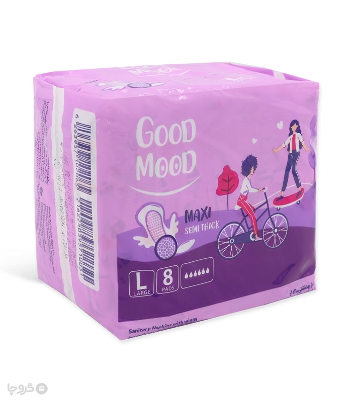 نوار بهداشتی بالدار نیمه ضخیم کتان گود مود Good Mood مدل Maxi بزرگ - بسته 8 عددی