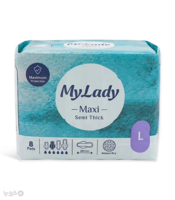 نوار بهداشتی بالدار نیمه ضخیم مشبک MyLady مای لیدی مدل Maxi بزرگ - بسته 8 عددی