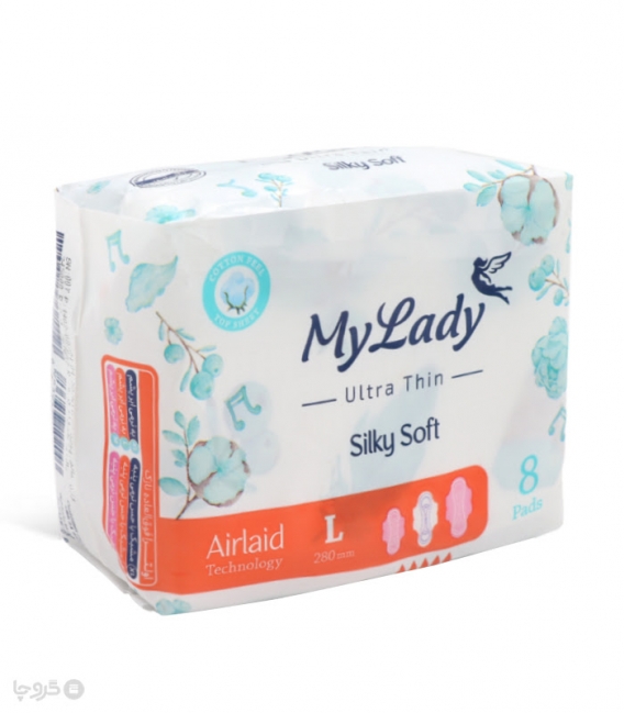 نوار بهداشتی بالدار خیلی نازک کتان MyLady مای لیدی مدل Silky Soft بزرگ - بسته 8 عددی