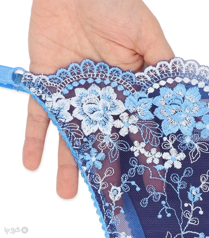 ست شورت و سوتین توری فنردار Jina ژینا گلدوزی طرح 4 کد 1007