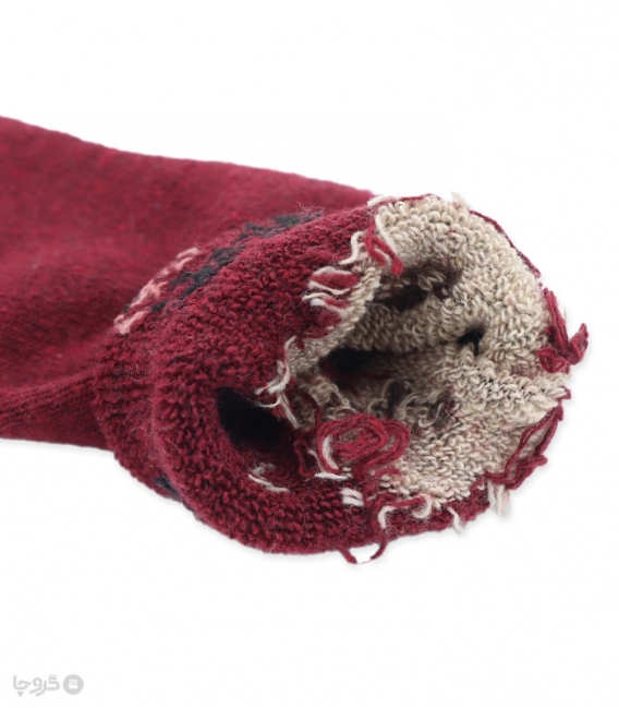 جوراب پشمی حوله‌ای ساقدار طرح خرس و گیلاس