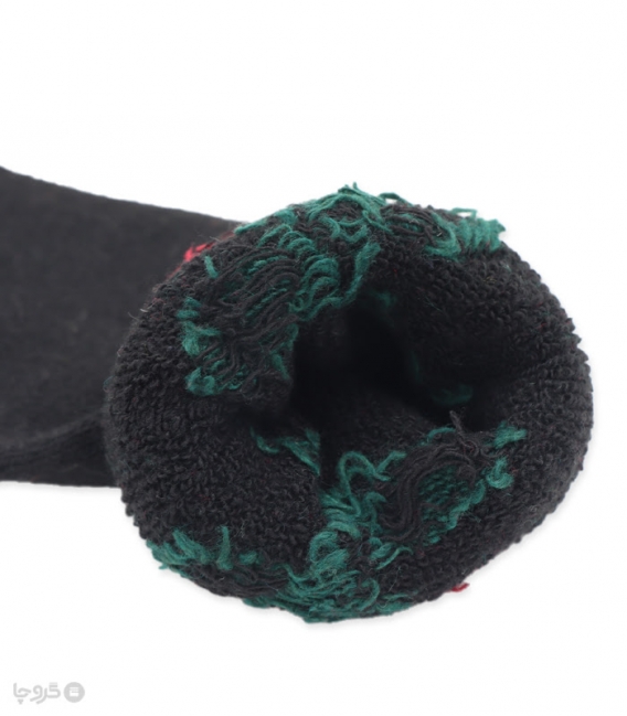 جوراب پشمی حوله‌ای ساقدار طرح گل لاله
