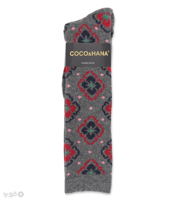 جوراب پشمی حوله‌ای زیر زانو Coco & Hana طرح گل