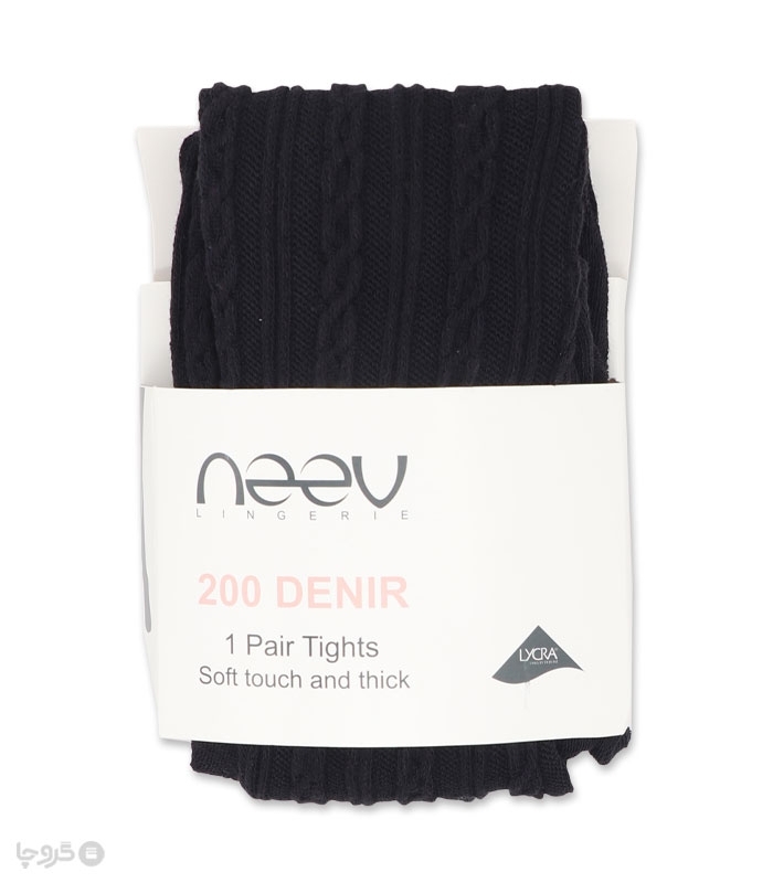 جوراب شلواری بافت برجسته Neev نیو کد 9105 طرح پیچک ریز ضخامت 200