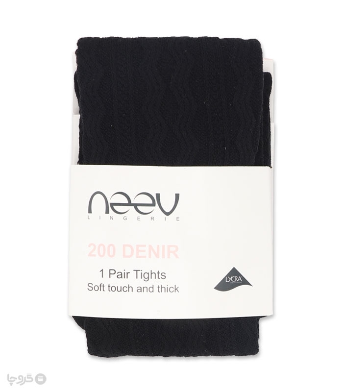 جوراب شلواری بافت برجسته Neev نیو کد 9105 طرح زیگزاگ ضخامت 200