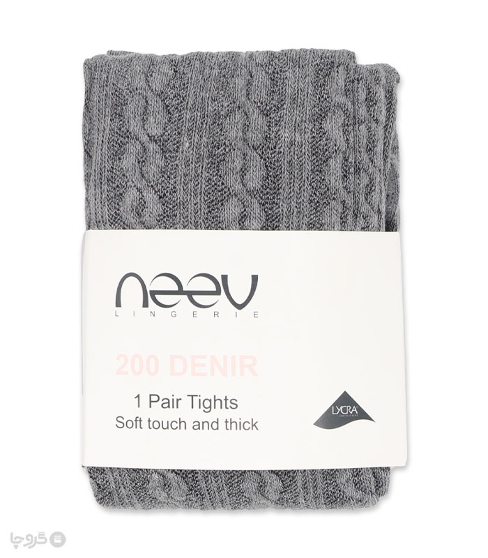جوراب شلواری بافت برجسته Neev نیو کد 9105 طرح پیچک درشت ضخامت 200