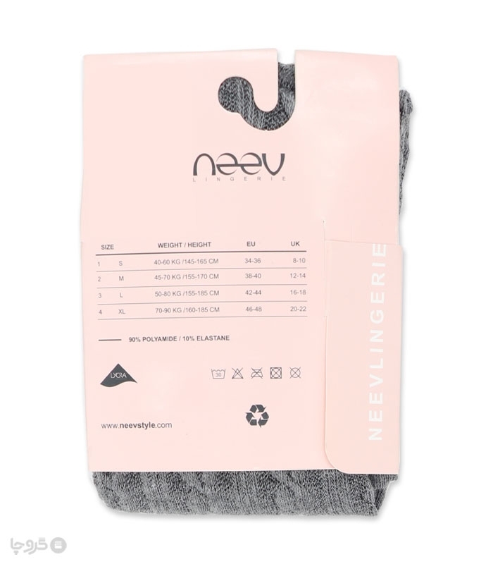 جوراب شلواری بافت برجسته Neev نیو کد 9105 طرح پیچک درشت ضخامت 200