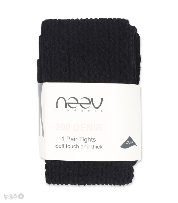 جوراب شلواری بافت برجسته Neev نیو کد 9105 طرح زنجیری ضخامت 200