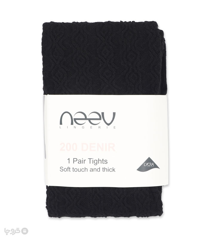 جوراب شلواری بافت برجسته Neev نیو کد 9105 طرح لوزی ضخامت 200