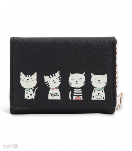 کیف پول دخترانه تاشو دکمه دار Taomicmic تائومیک میک طرح گربه های بامزه