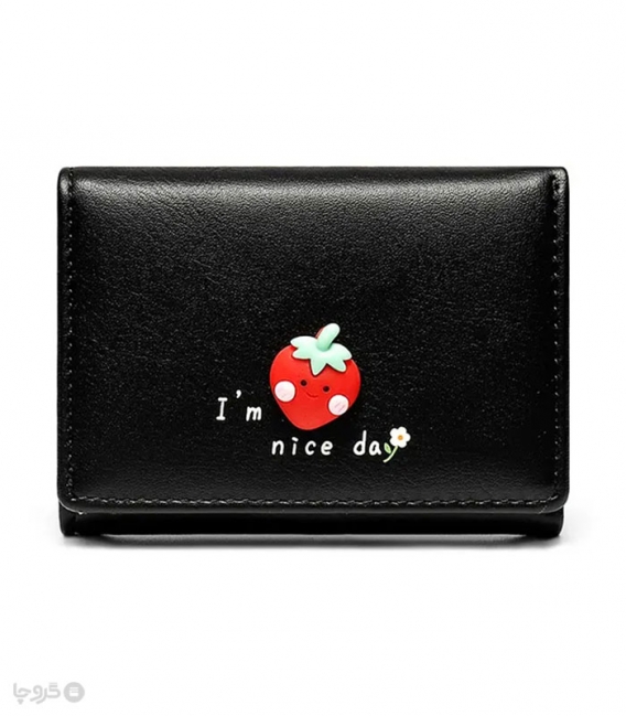 کیف پول دخترانه تاشو دکمه دار Taomicmic تائومیک میک کد Y8902 طرح برجسته میوه