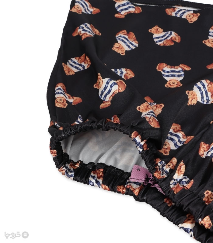ست شورتک و تاپ بندی و اسکرانچی ساتن Max مکس کد 024 طرح تدی