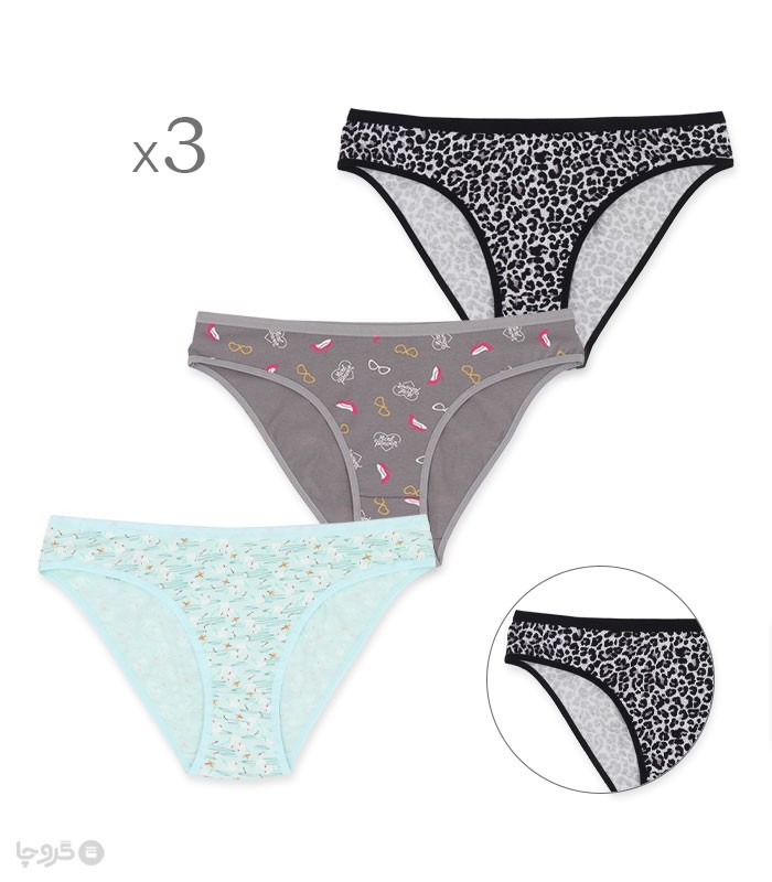 پک شورت زنانه اسلیپ نخی Adak آداک کد 138 طرح میکس 112 - بسته 3 عددی