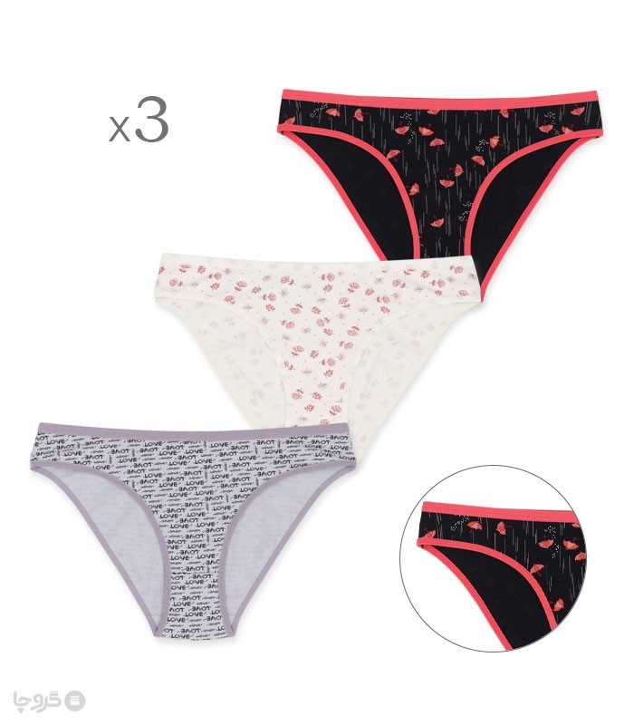 پک شورت زنانه اسلیپ نخی Adak آداک کد 138 طرح میکس 112 - بسته 3 عددی
