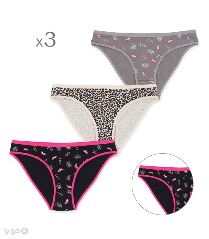 پک شورت زنانه اسلیپ نخی Adak آداک کد 138 طرح میکس 112 - بسته 3 عددی