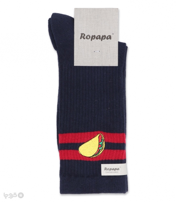جوراب ساقدار پاشنه و پنجه حوله‌ای کش انگلیسی Ropapa روپاپا طرح گلدوزی تاکو