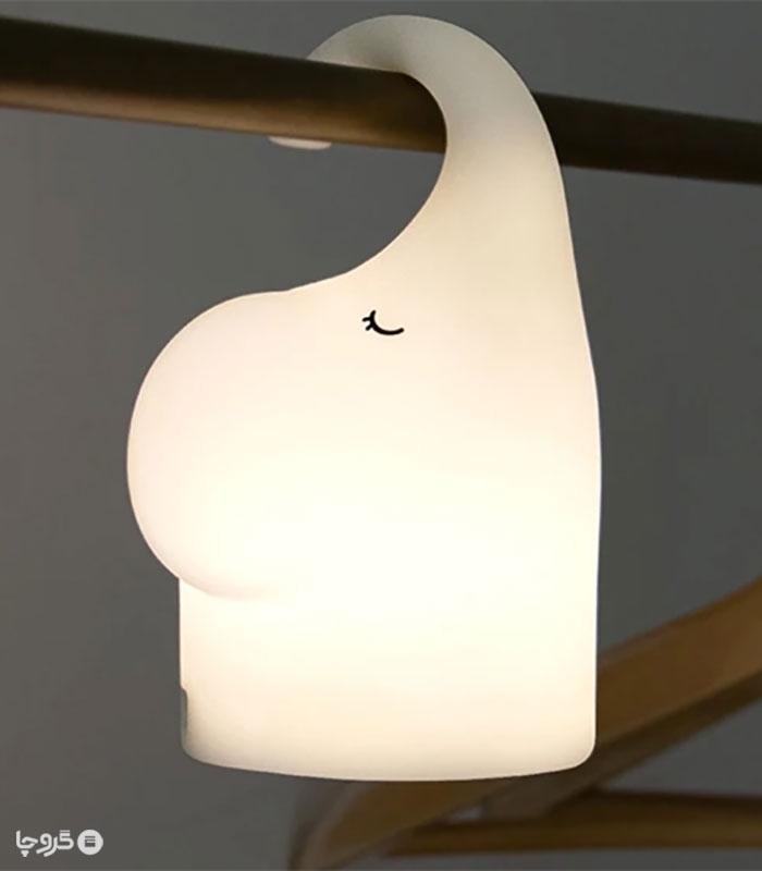چراغ خواب لمسی سیلیکونی شارژی طرح فیل - همراه با کابل شارژ