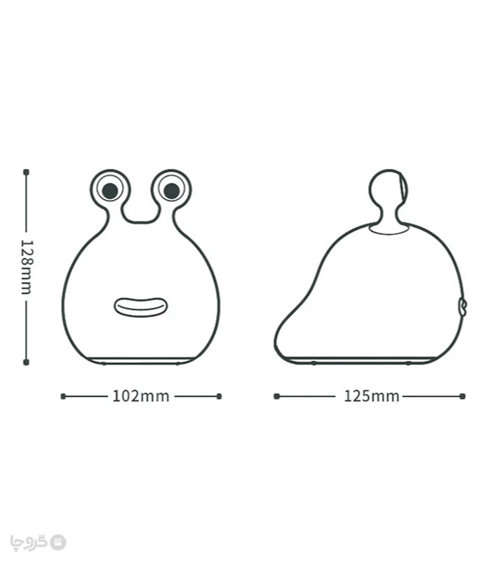 چراغ خواب لمسی سیلیکونی رو میزی شارژی طرح حلزون - همراه با کابل شارژ
