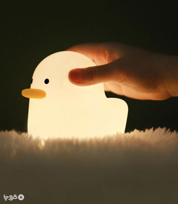 چراغ خواب سیلیکونی رو میزی شارژی طرح اردک - همراه با کابل شارژ