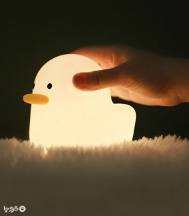 چراغ خواب لمسی سیلیکونی رو میزی شارژی طرح اردک - همراه با کابل شارژ