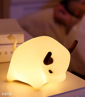 چراغ خواب لمسی سیلیکونی رو میزی شارژی طرح گاو میش - همراه با کابل شارژ