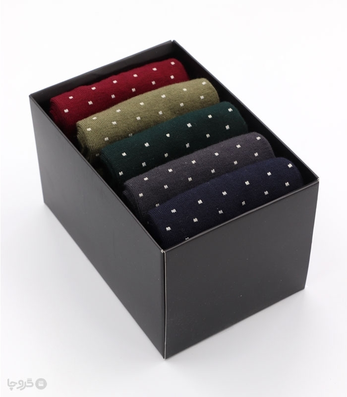 پک جوراب نیم ساق لئو کد 501 طرح خالخالی - جعبه 5 جفتی