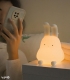 چراغ خواب لمسی سیلیکونی شارژی طرح خرگوش گوش دار - همراه با کابل شارژ