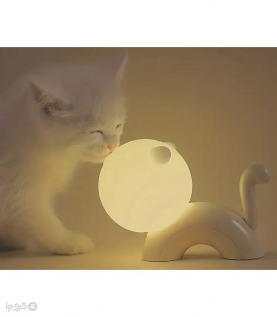 چراغ خواب لمسی سیلیکونی رو میزی شارژی طرح گربه - همراه با کابل شارژ