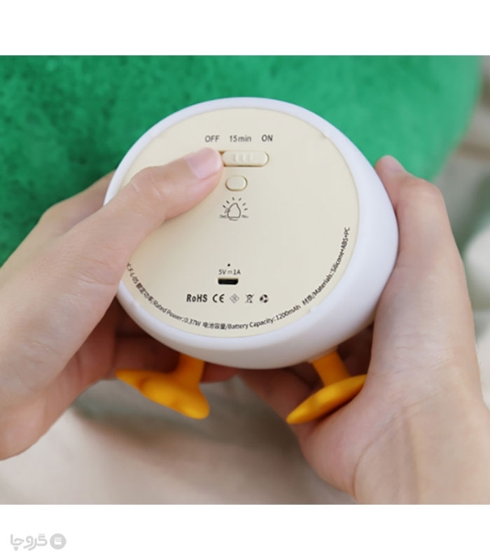 چراغ خواب لمسی سیلیکونی رو میزی شارژی طرح اردک - همراه با کابل شارژ