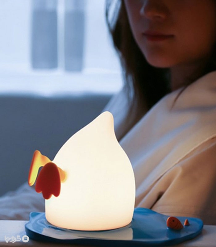 چراغ خواب لمسی سیلیکونی رو میزی شارژی طرح اردک - همراه با کابل شارژ