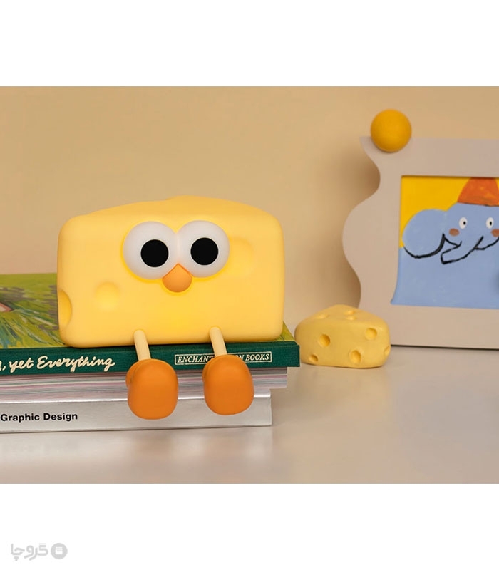چراغ خواب لمسی سیلیکونی رو میزی شارژی طرح پنیر چدار - همراه با کابل شارژ