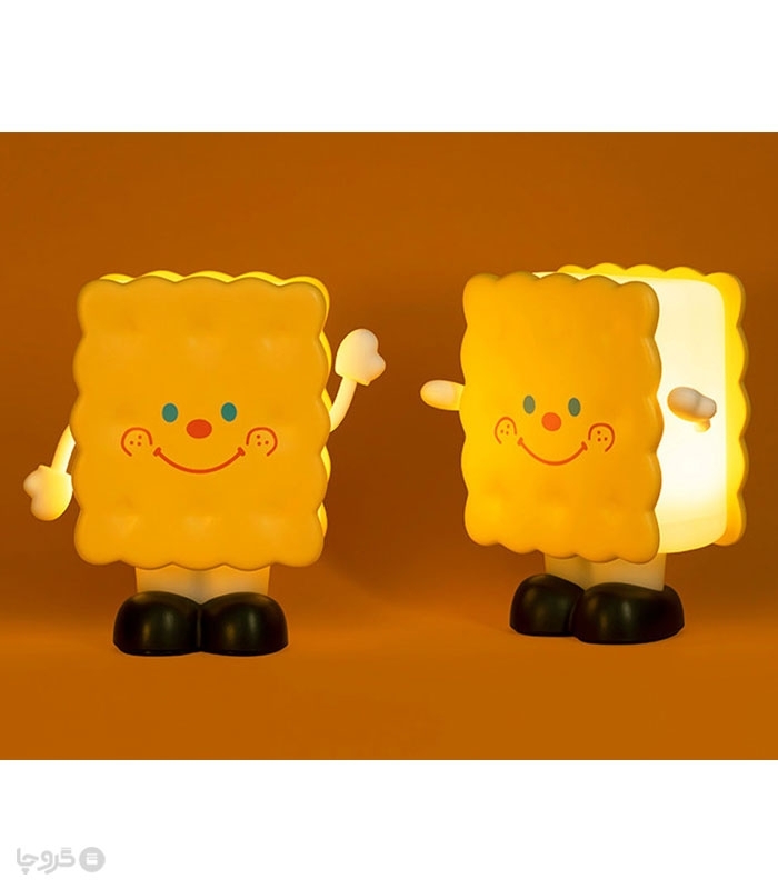 چراغ خواب لمسی سیلیکونی رو میزی شارژی طرح بیسکوئیت - همراه با کابل شارژ