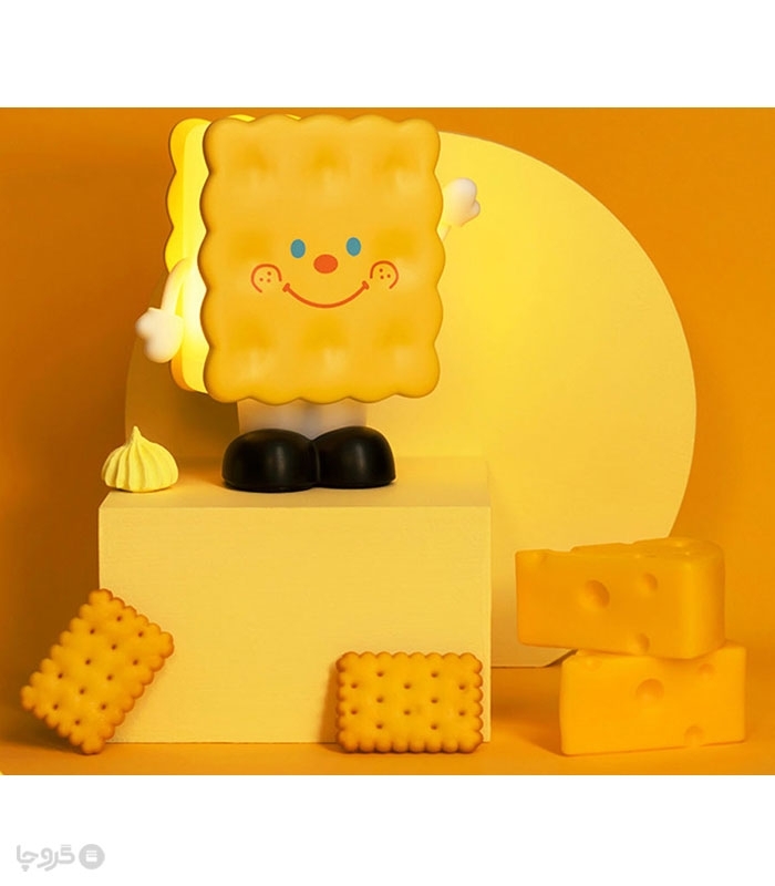 چراغ خواب لمسی سیلیکونی رو میزی شارژی طرح بیسکوئیت - همراه با کابل شارژ