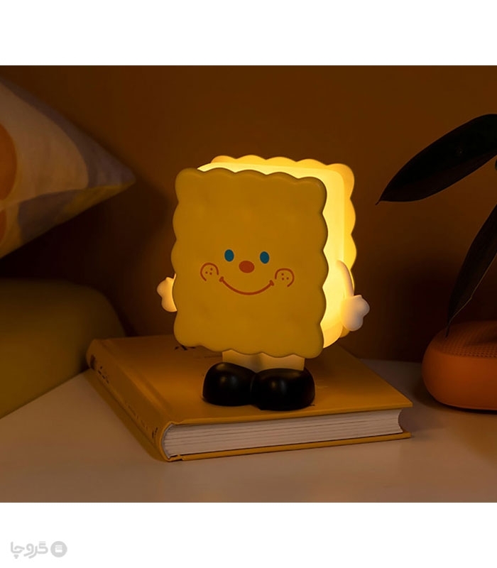 چراغ خواب لمسی سیلیکونی رو میزی شارژی طرح بیسکوئیت - همراه با کابل شارژ