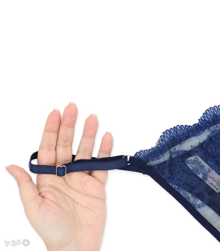 ست شورت و سوتین بلند دکلته توری نوشه پوش کد 980 گلدوزی طرح 03