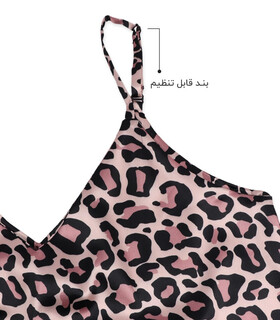 ست شورتک و تاپ بندی و اسکرانچی ساتن Max مکس کد 024 طرح پلنگی