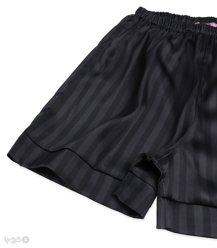 ست شورتک و تاپ بندی و اسکرانچی ساتن Max مکس کد 024 طرح Victoria's Secret