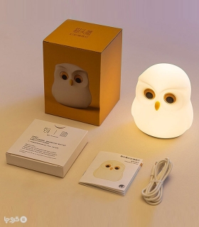 چراغ خواب لمسی سیلیکونی رو میزی شارژی طرح جغد - همراه با کابل شارژ