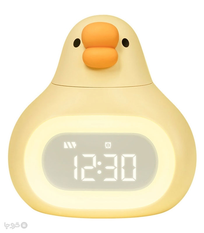 چراغ خواب لمسی سیلیکونی و ساعت دیجیتال رو میزی شارژی طرح جوجه - همراه با کابل شارژ