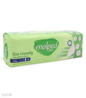 نوار بهداشتی بالدار ضخیم مشبک مولپد Molped مدل Maxi خیلی بزرگ کد 436 - بسته 9 عددی