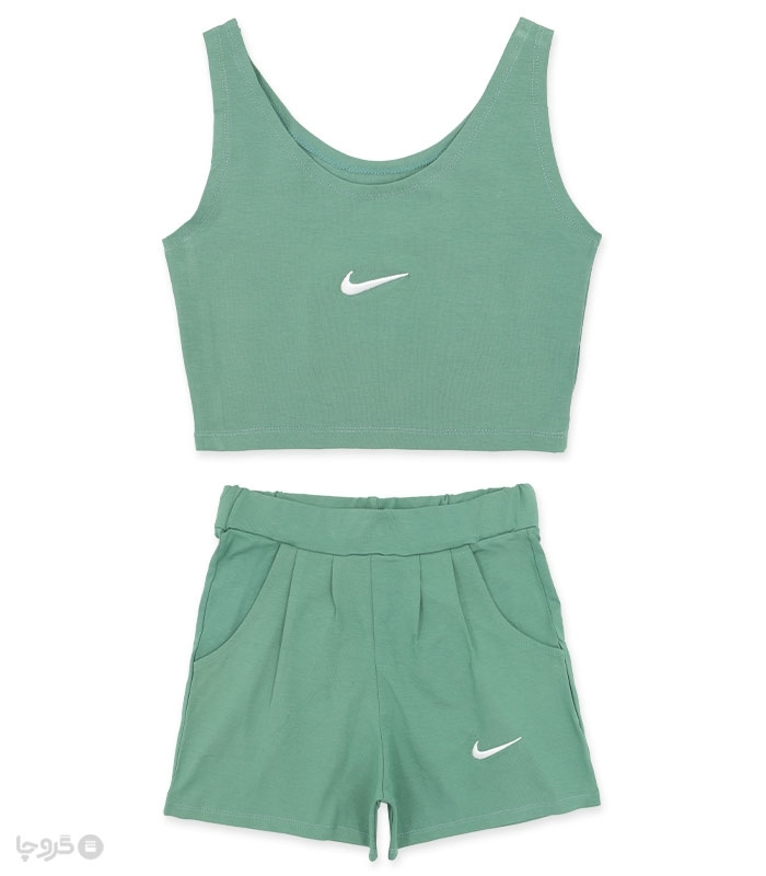 ست شلوارک و کراپ نخی Max مکس طرح Nike