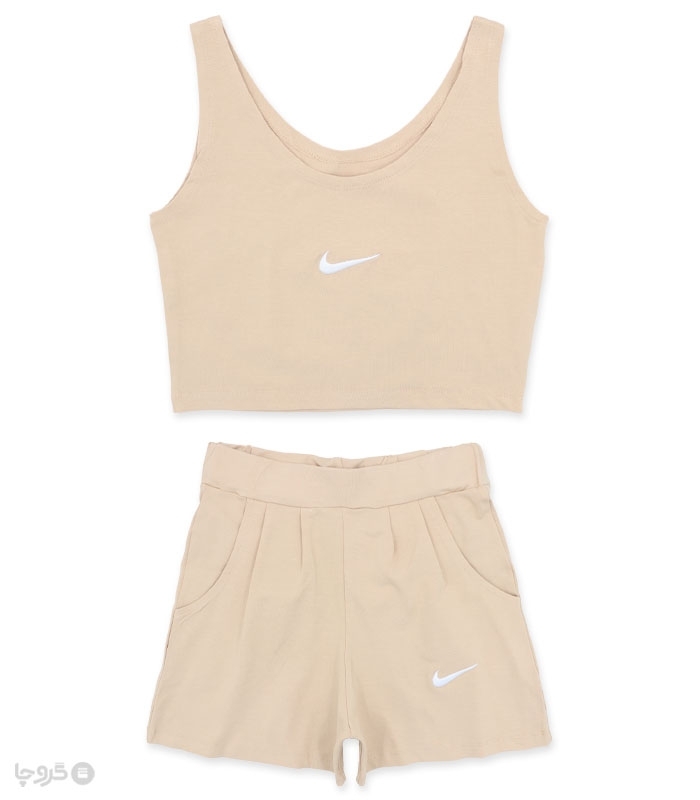 ست شلوارک و کراپ نخی Max مکس طرح Nike