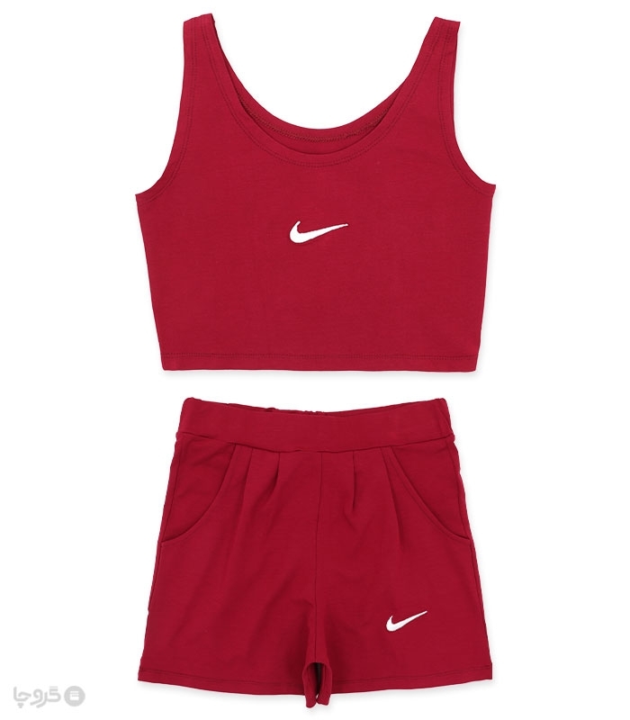 ست شلوارک و کراپ نخی Max مکس طرح Nike