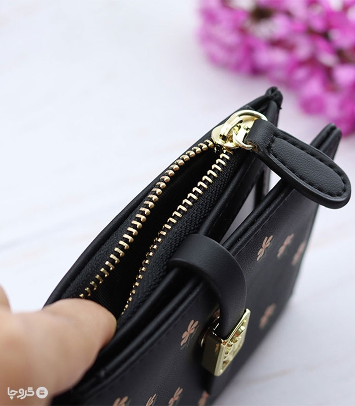 کیف پول زنانه تاشو زیپ دار Taomicmic تائومیک میک طرح گل سگک دار