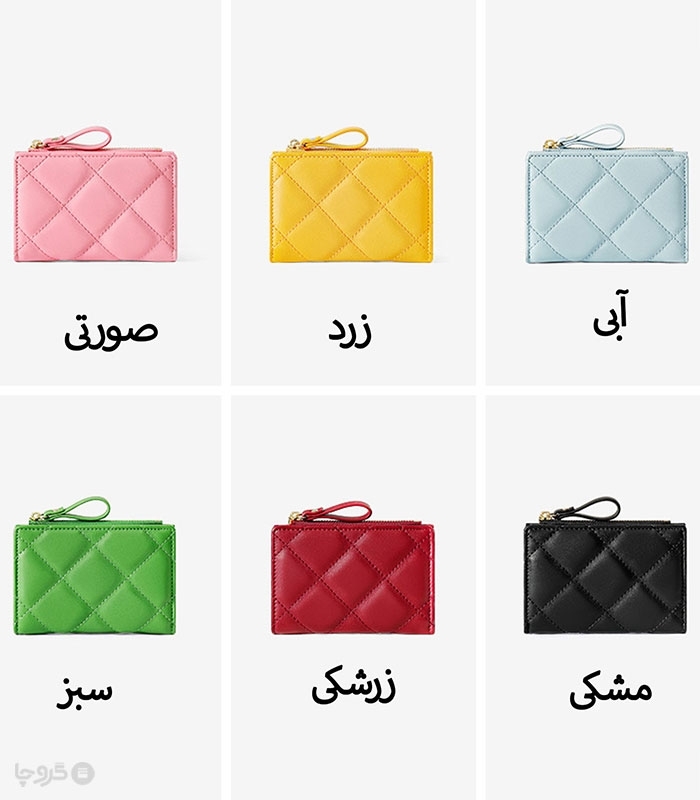 کیف پول زنانه تاشو زیپ دار Taomicmic تائومیک میک طرح گلدوزی لوزی