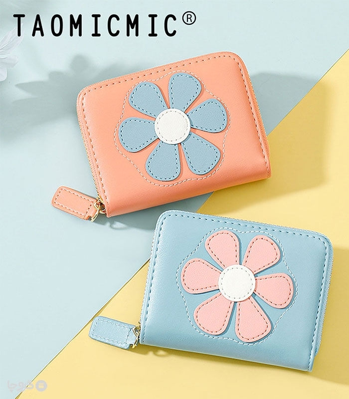 کیف پول و جاکارتی زنانه زیپ دار Taomicmic تائومیک میک طرح گل درشت